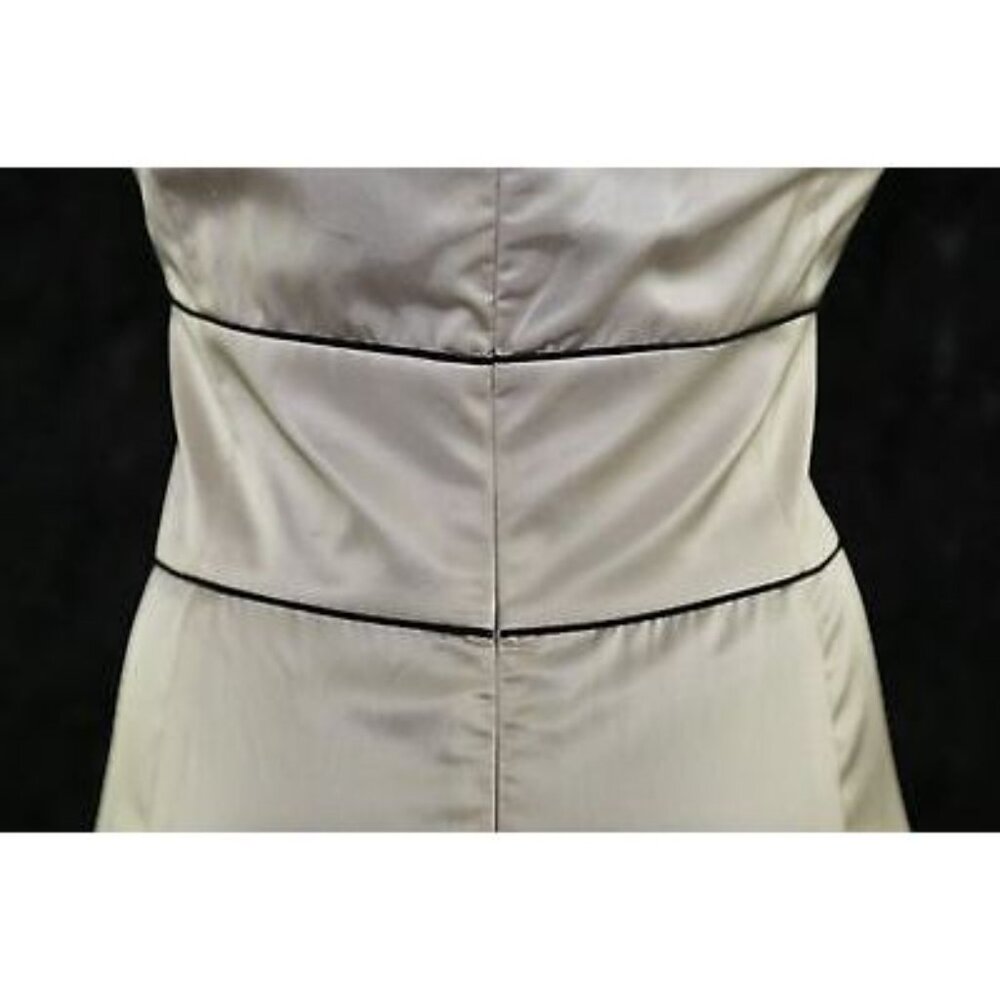Democracy Beige Silky Sleeveless Black Button Accent Dress 10 Medium - Picture 10 of 10
